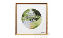 กรอบผ้าปักครอสติชใส่กรอบ กรอบรูปผ้าปัก-กรอบรูปตัดเจาะแมททรงกลม